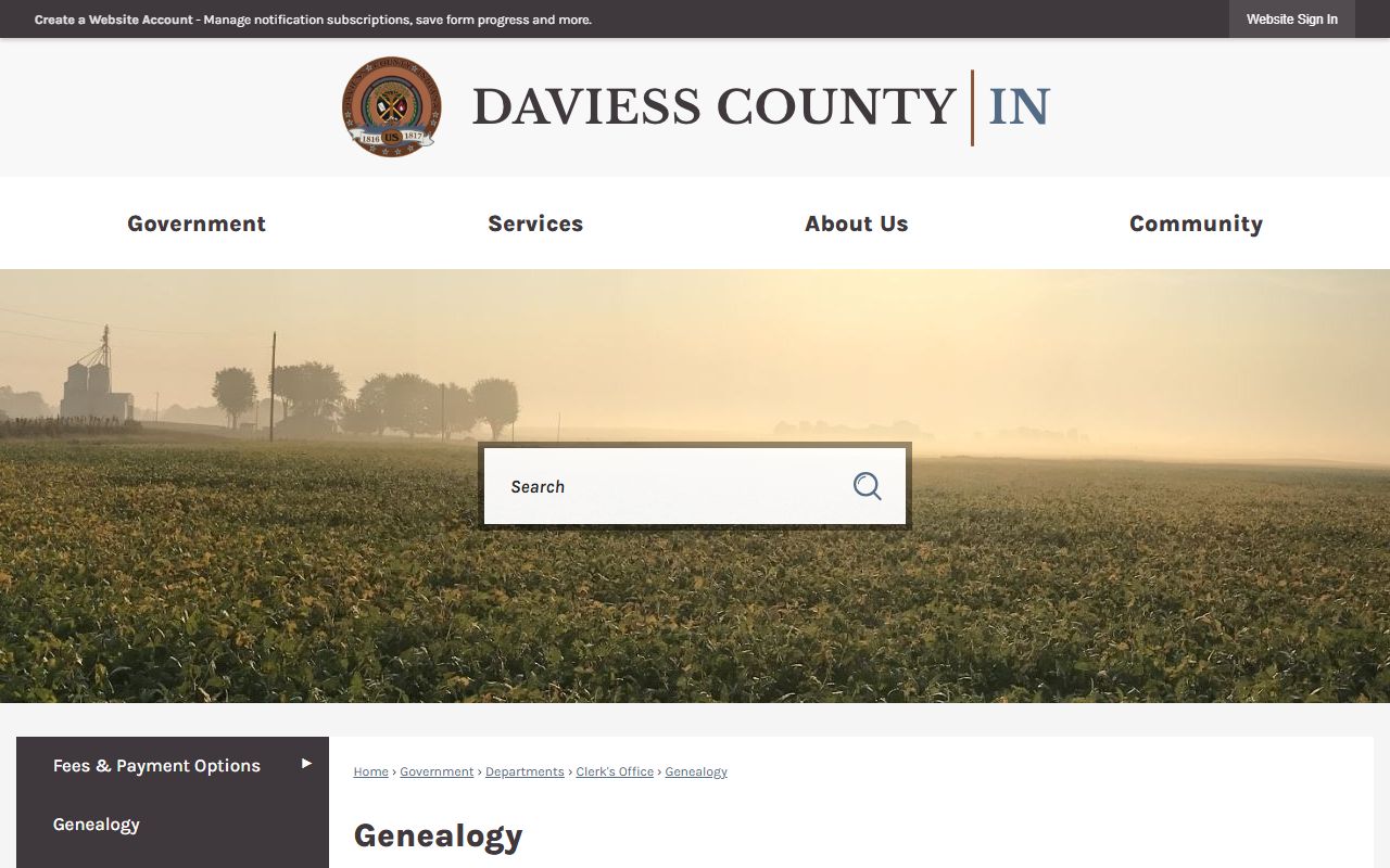 Daviess County Clerk genealogy record fees
