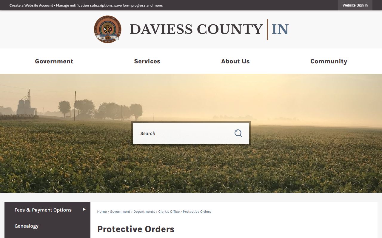 Daviess County Clerk protective order filing records