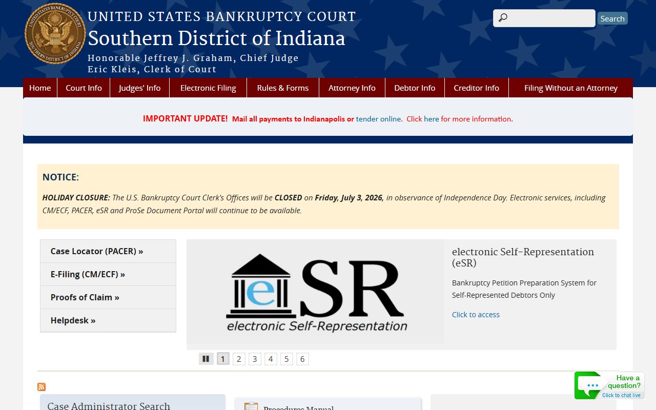 Daviess County court dockets Southern District of Indiana Bankruptcy Court