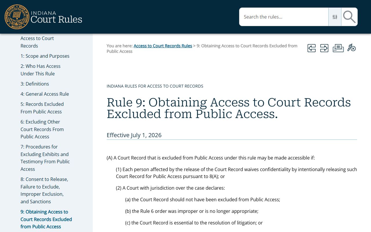 Daviess County court records Indiana Rule 9 access requests