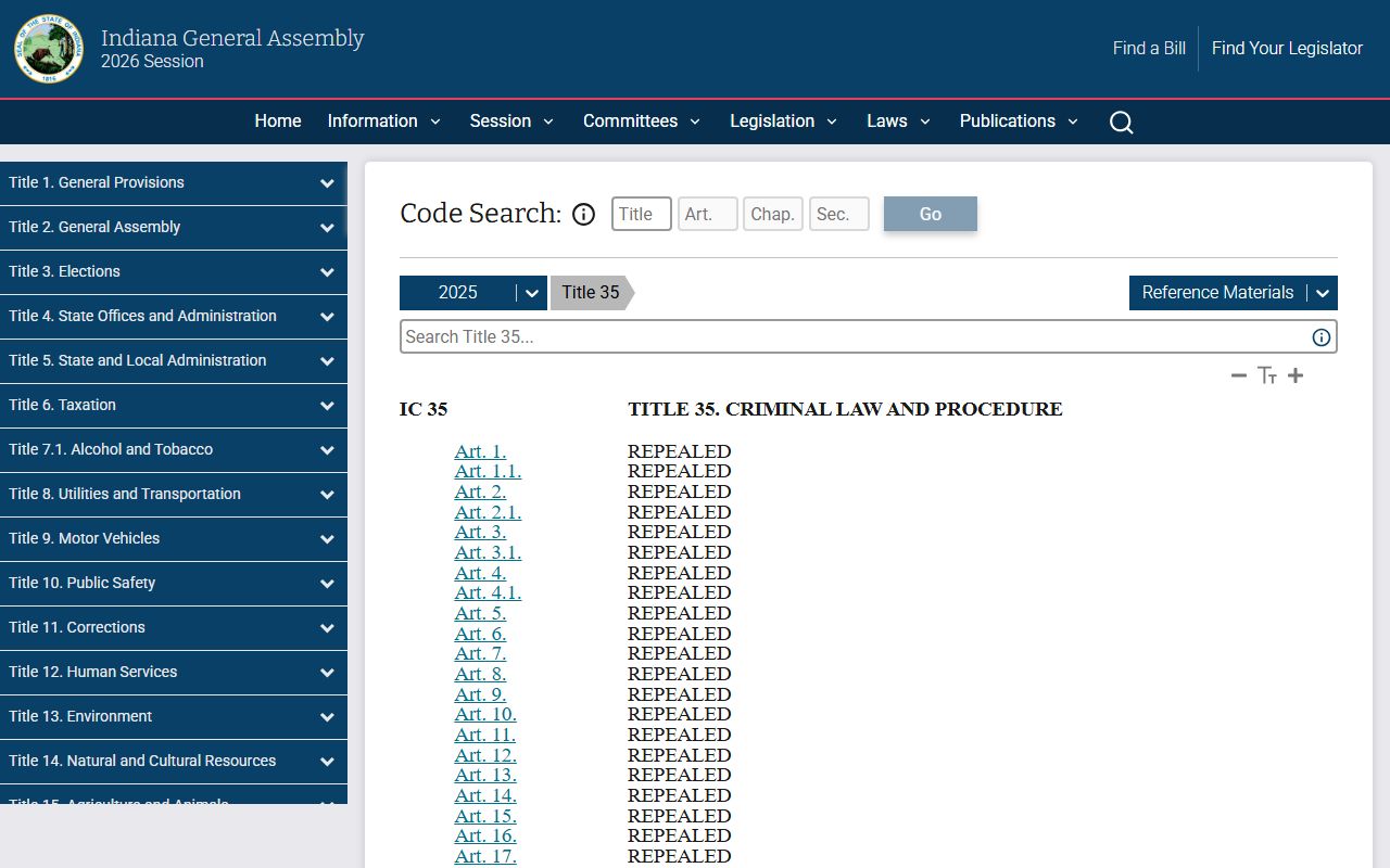 Daviess County criminal court records Indiana Code Title 35
