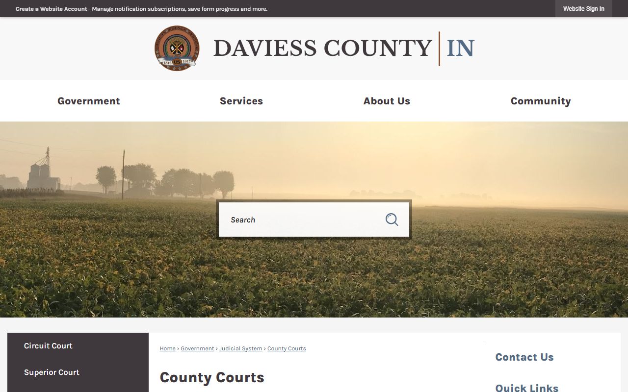 Daviess County Circuit Court and Superior Court records page