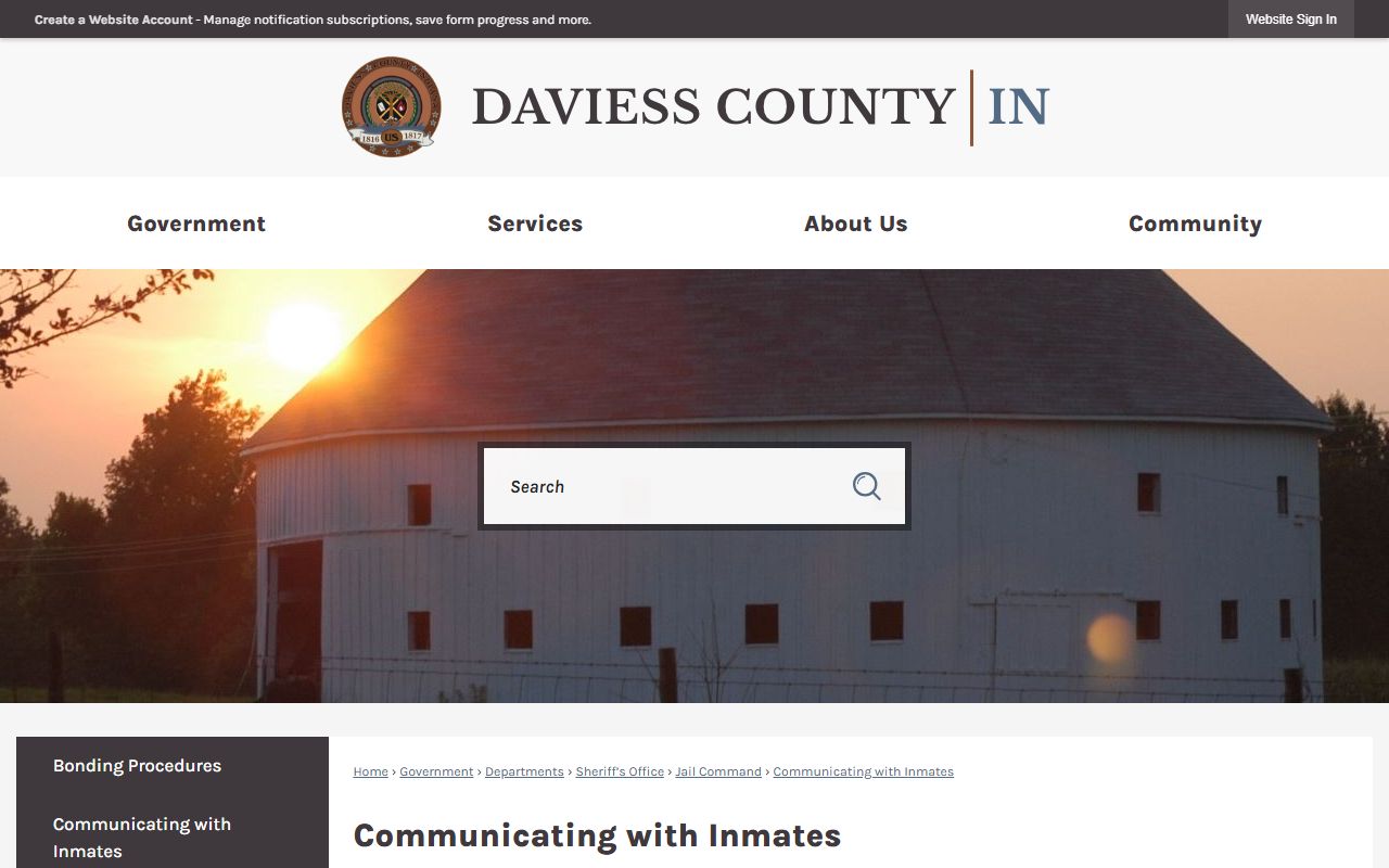 Daviess County inmate records mail and communication rules