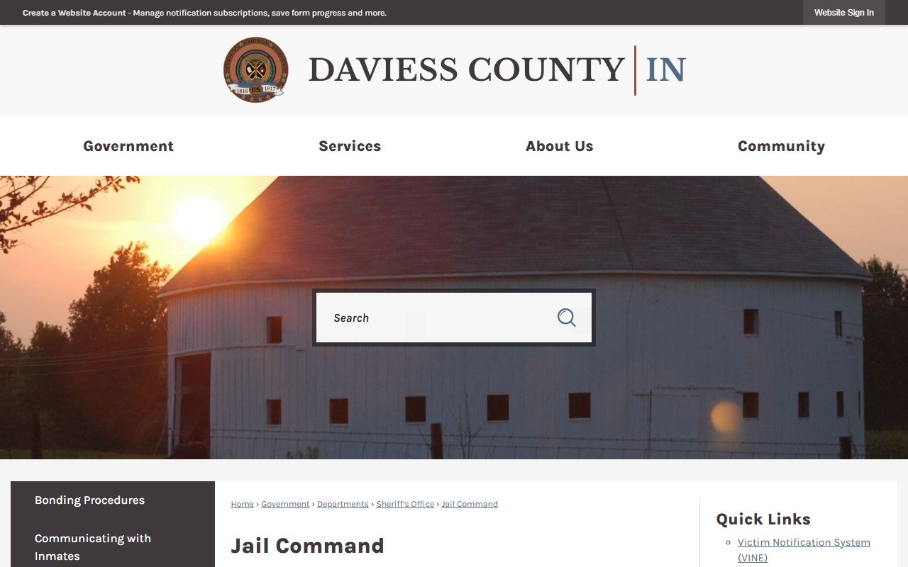 Daviess County inmate records jail command page