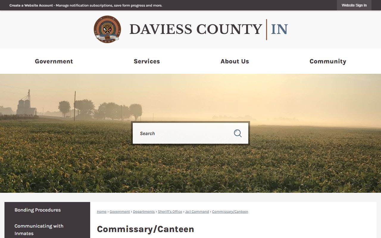 Daviess County inmate records commissary and canteen