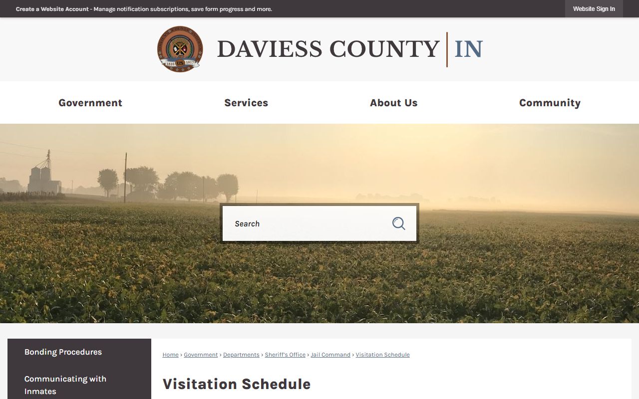 Daviess County inmate records visitation schedule