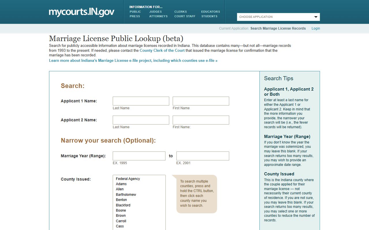 Daviess County marriage records Indiana Marriage License Public Lookup