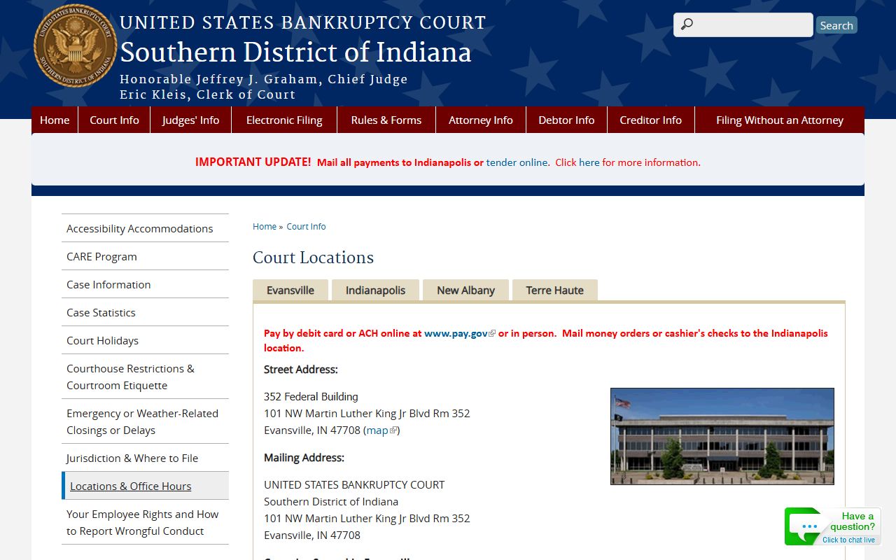 Daviess County probate records Southern District bankruptcy court locations