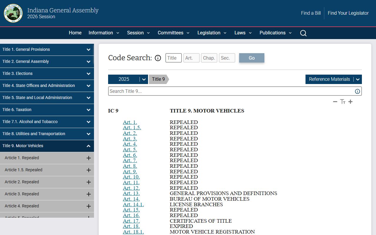 Daviess County traffic court records Indiana Code Title 9 source