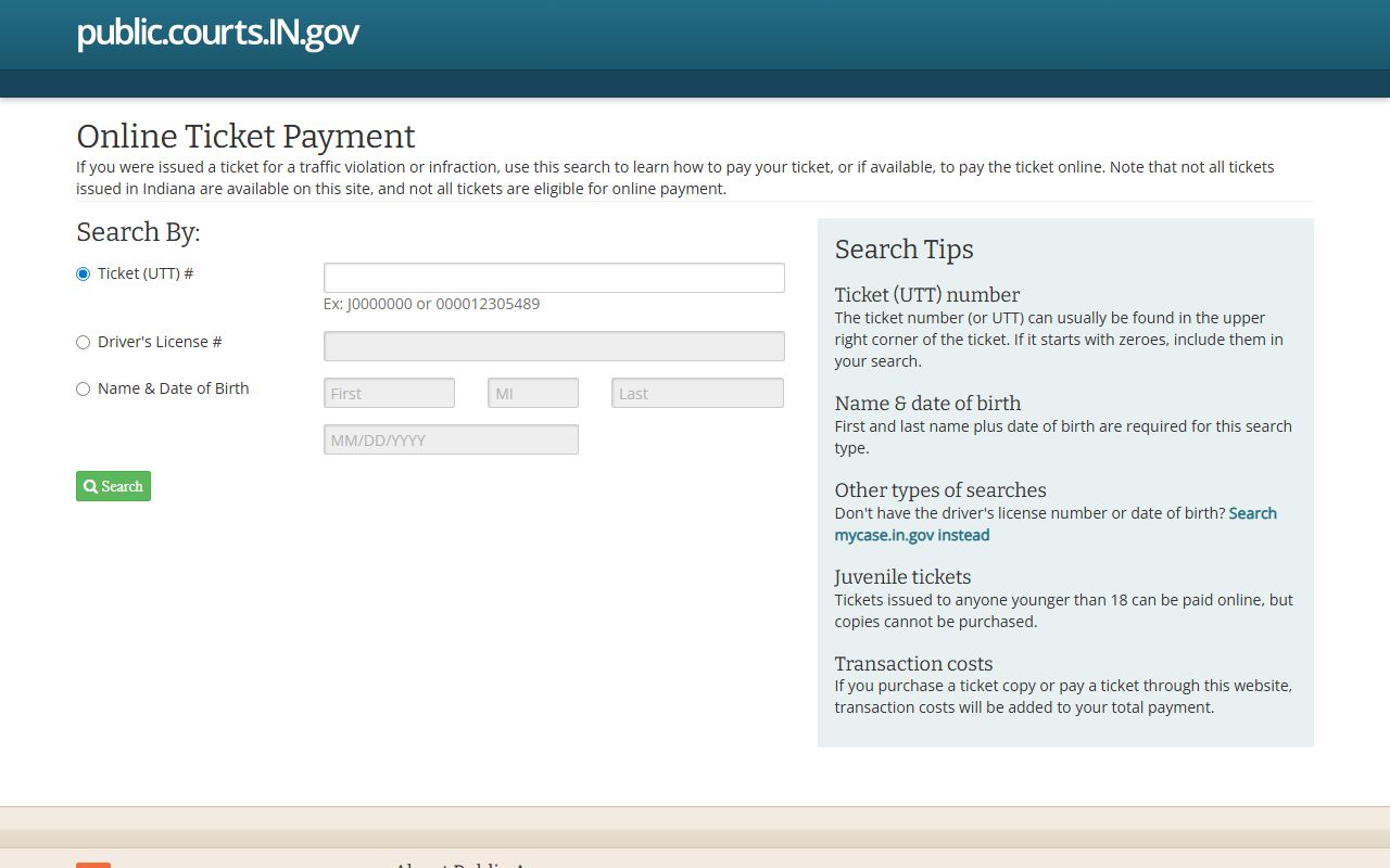 Daviess County warrant records Indiana courts payment portal