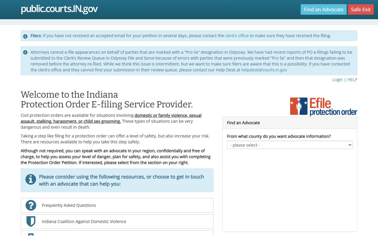 Daviess County warrant records protective order e-file portal